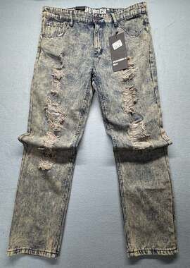 True Rock Premium Men's Distressed Acid Wash Denim Jeans Bombers-104